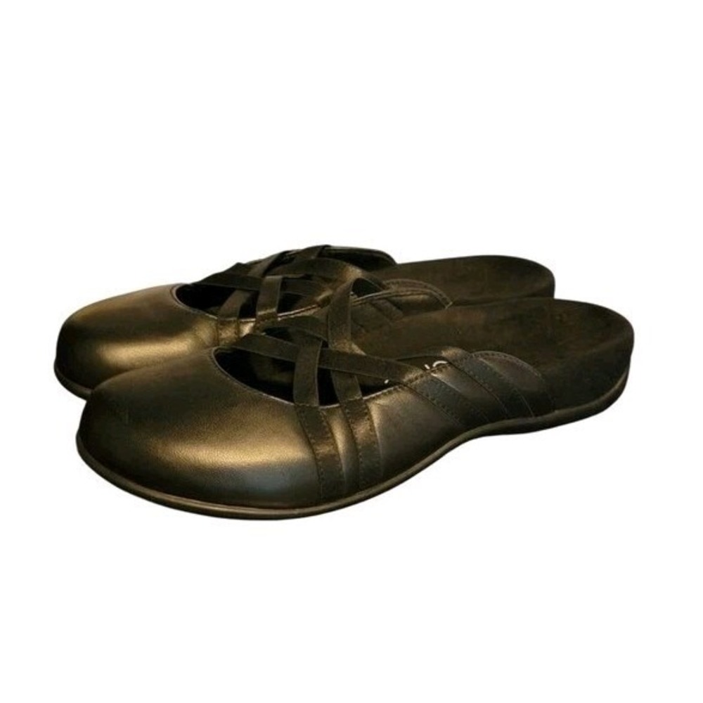 VIONIC Claire Comfort Leather Mule Shoes Black Size 8